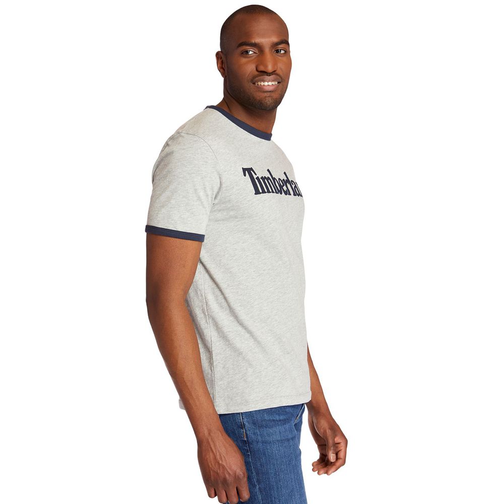 Camisetas Timberland Hombre Tbl® Linear Logo Ringer Gris - Chile LTI-768354